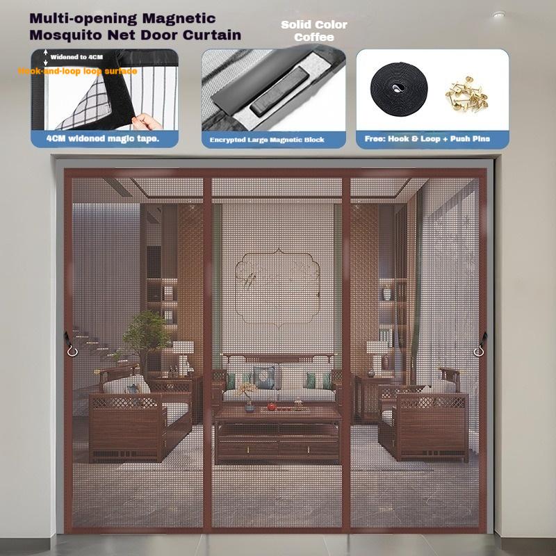 Magnetic Door Screen White Mosquito Net Customized Size Summer Insect Automatic Closing Suitable for Large Sliding Glass