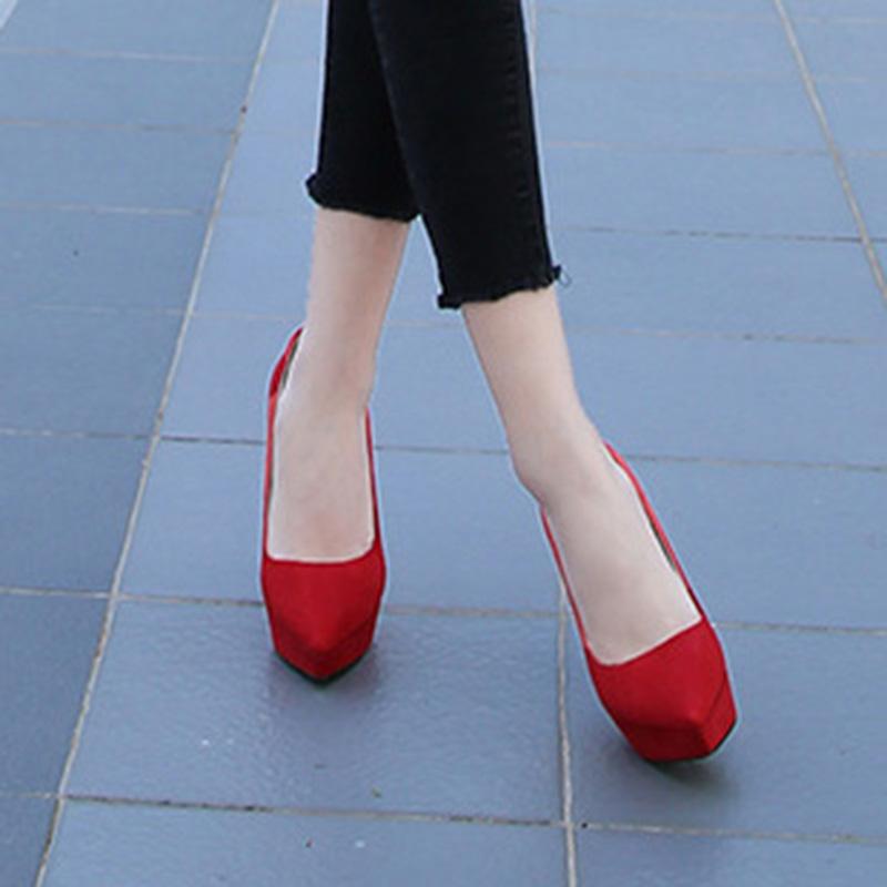 Dame stiletthæler Semsket skinn Sexy Catwalk bankett 12 cm hæl 2,5 plattform WZ