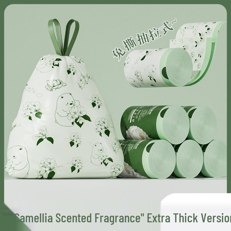 Camellia Print Extra-Thick Drawstring Kitchen Trash Bags