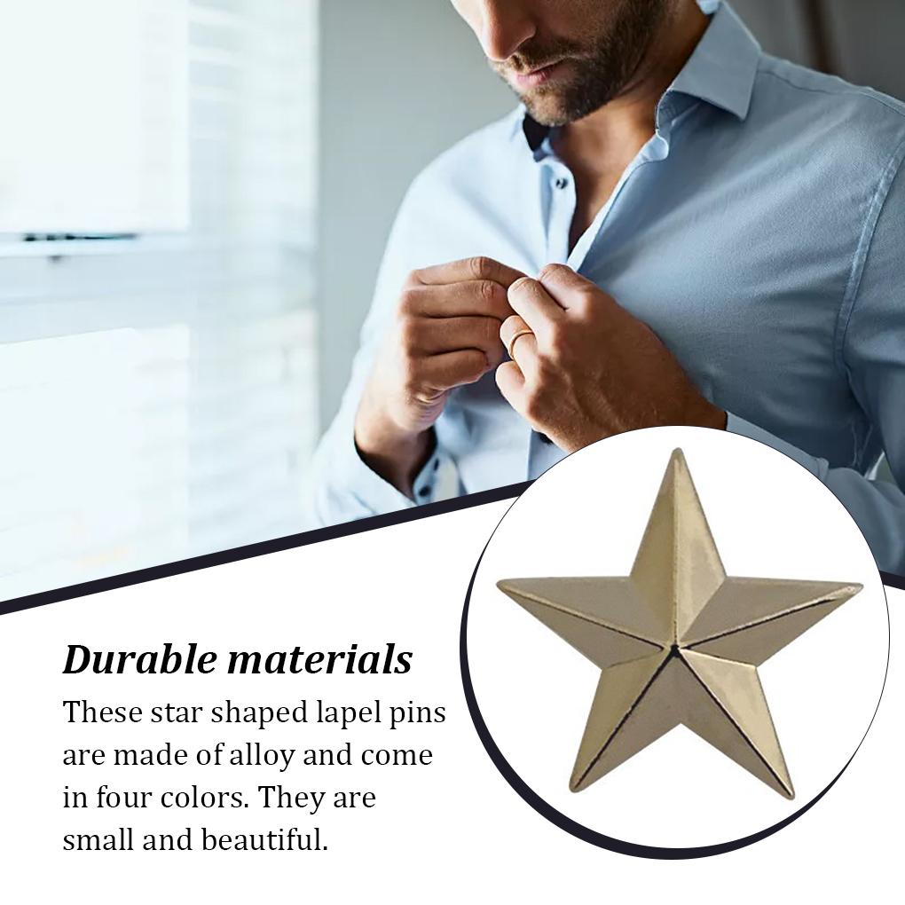 Five Pointed Star Badge Beautiful Alloy Tridimensional Design Eye-catching Shiny Durable Not Easy to Fade Lightweight Lapel Pins