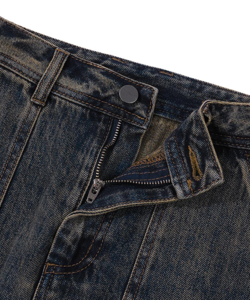 Vintril Sunday Fatigue Denim Long Skirt (Indigo)