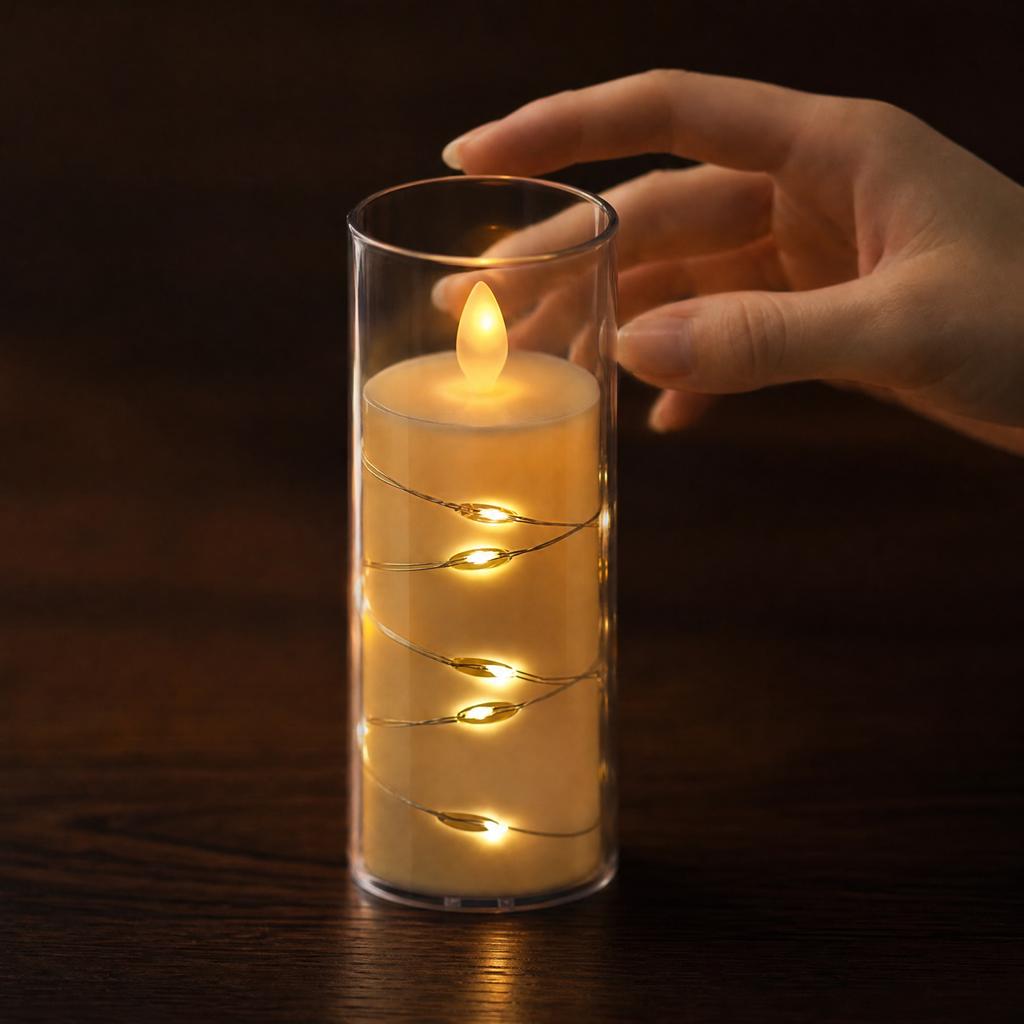 Flameless LED Candle Shape String Lights with Remote and Flickering Flame, Battery Operated, Decorative for Wedding Party Music Festival - 5.514.5 cm