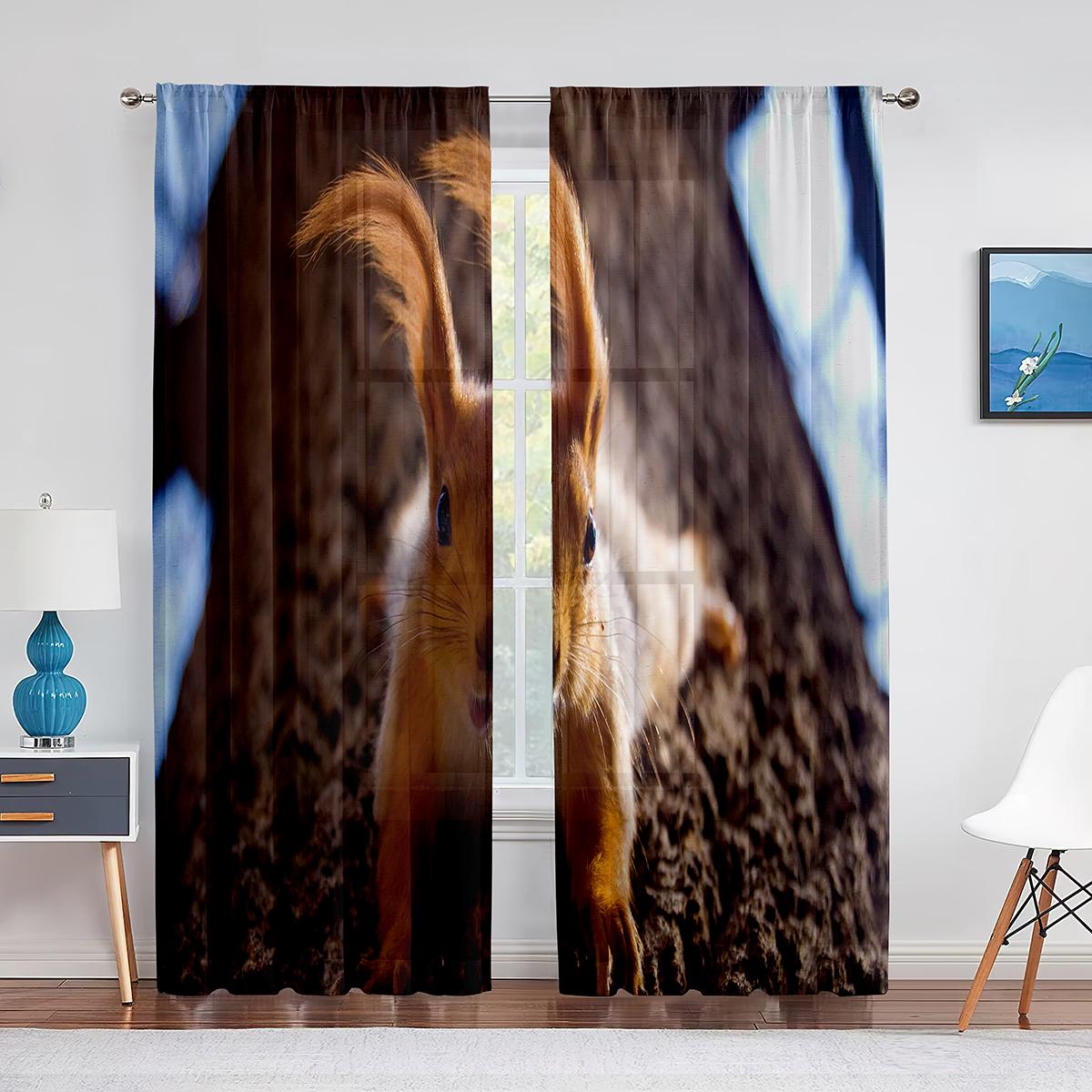 Тюлевые шторы-вуали с изображением маленьких животных — фото 11