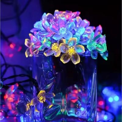 1PC Solární řetězec květinových světel Venkovní vodotěsné 20/50LED víla světla pro zahradní plot, terasu, vánoční stromeček dekorace