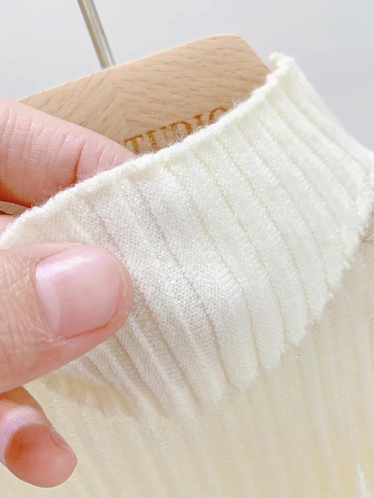 Mesh Knitted Top Women Y2K Tank Top Half Neck Vest Female Sleeveless Sweater Chic Cut Out Streetwear Solid Skinny White Tube Top