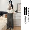 Black Plaid Pants Women's Pants New Autumn and Winter Thickened Straight Loose and Thin Small Casual Wide-leg Pants