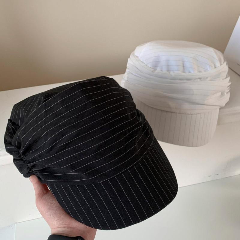 Equestrian Hat Striped Black And White Cap Women'S Summer Face Small Versatile Sun Hat Women'S Japanese