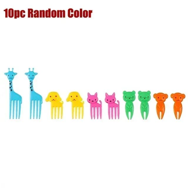 40PCS Cartoon Animal Fruit Forks Kids Food Grade Plastic Cake Toothpick Mini Bento Lunch Accessories Party Decorative Supplies