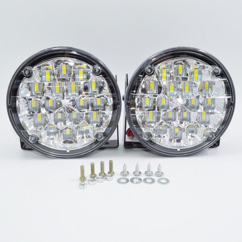 2pcs Car White LED Daytime Driving Light DRL 12V Waterproof Auto Fog Light Exterior Headlight for Truck Trailer RV Camper Lorry