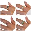 Korean Style Rhinestone Ring Geometric Chunky Enamel Ring Vintage Zircon Opening Ring  Decoration