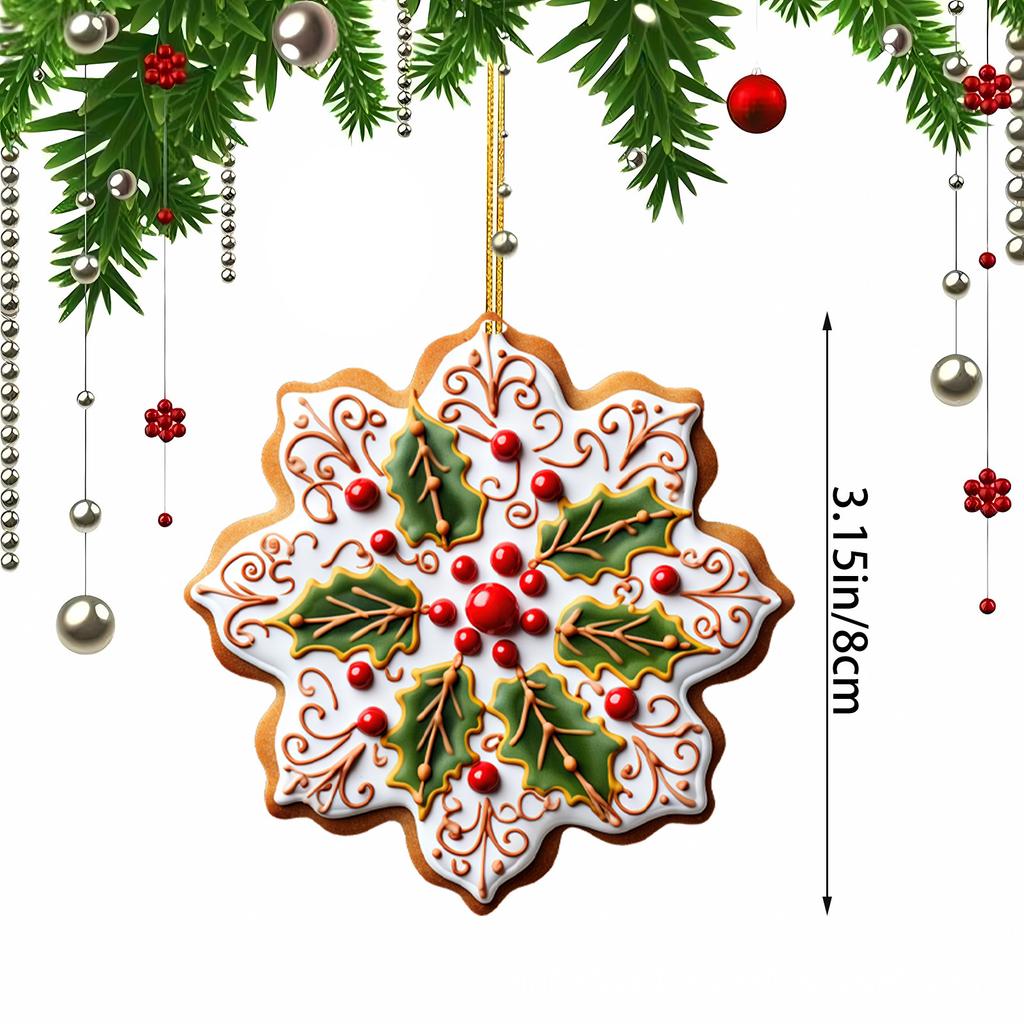 Christmas Hanging Ornaments 2D Snowflake Acrylic Flat Christmas Pendant Xmas Tree Wreath Decorations Home New Year Party Decor