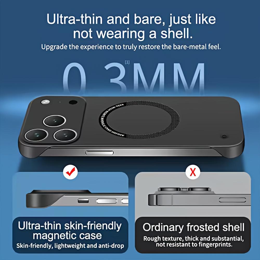 Ultra Thin Magnetic Frameless Case for for For Iphone 17 Air 16 1 14 13 12 11 Pro Max X XR 7 8 Plus Matte Back Cover