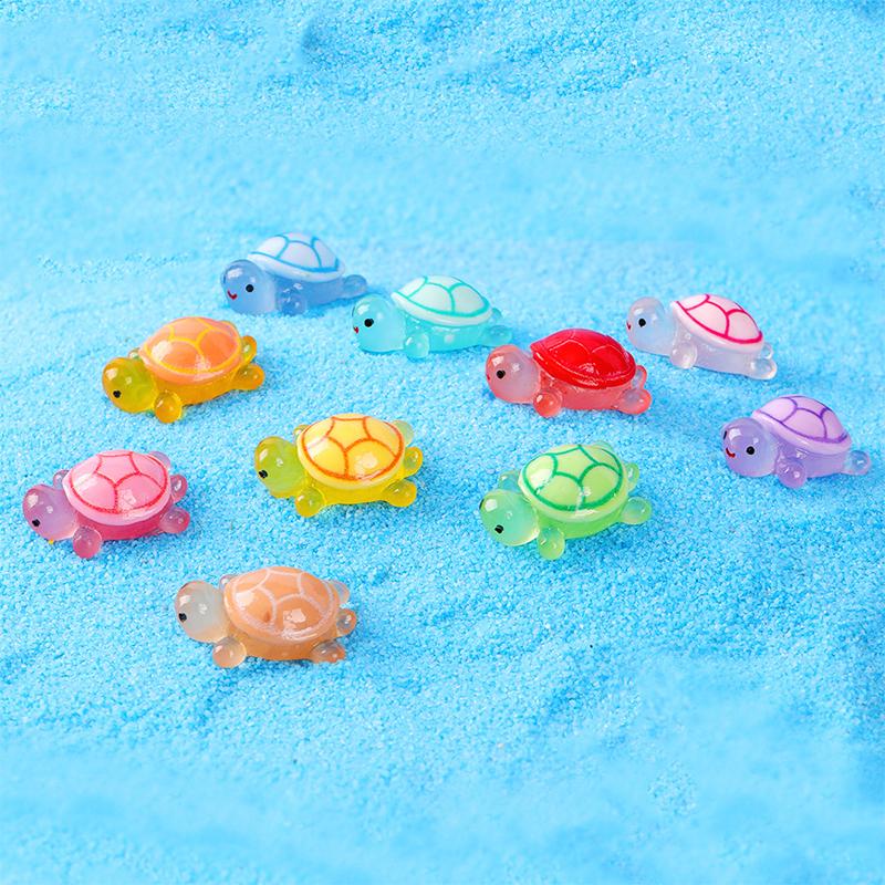 3Pcs Mini Luminous Turtle Figurine Simulation Tortoise Ornament Micro Landscape Fish Tank Aquarium Decor
