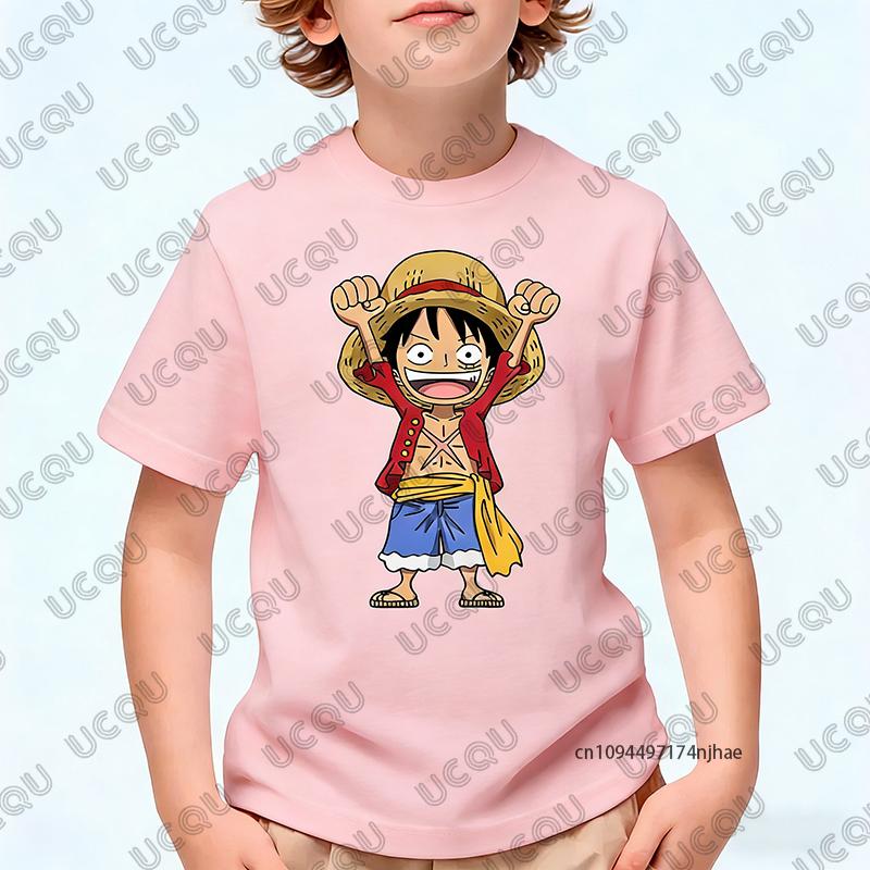 One Piece Japanese Anime Luffy Cartoon Graphic Print Tshirt For Children Summer Cotton Cosplay Tees Casual KidsAdult Tops