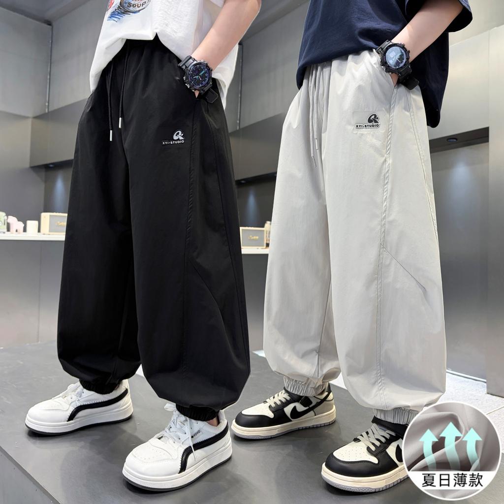 Boys' cool quick drying pants summer 2026 new children's summer pants breathable mid size children's leg tied pants