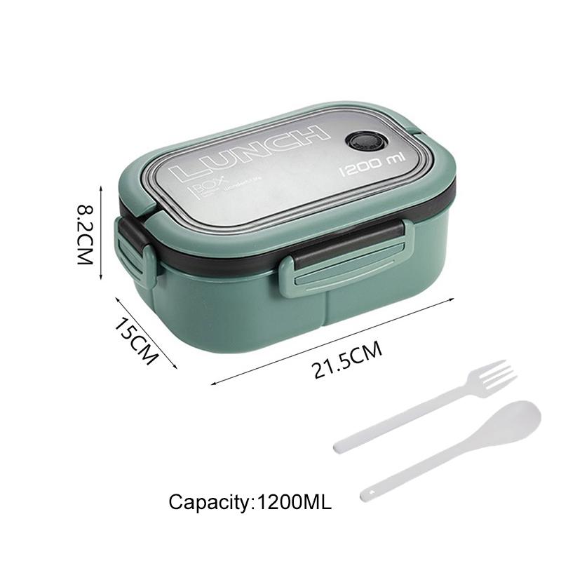 

Ланч-бокс для детей, 1200 мл, 2 слоя, детская коробка для бенто в микроволновой печи с ложкой и вилкой, портативный герметичный герметичный контейнер для еды для взрослых 1200ml