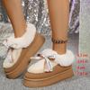 Fashion 2025 Fashion Bow Fluffy Snow Boots Women Thick Sole Faux Fur Winter Boots Woman Non Slip Thick Plush Platform Ankle Botas Mujer
