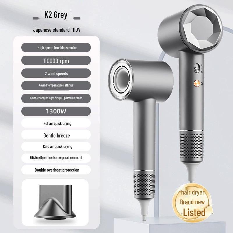 High-Speed Brushless Motor Hair Dryer with Negative Ion Technology and Digital Temperature Display