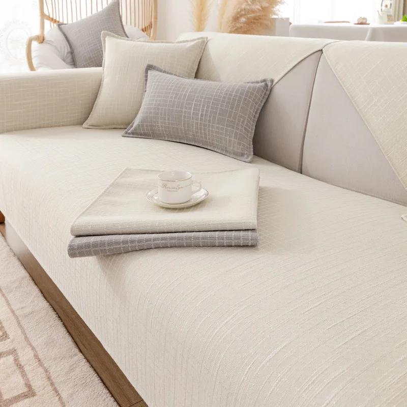 Japanese Cotton Linen Sofa Cover Pet Mat Protector Non-slip Couch Slipcover Four Season Universal Sofa Cushion for Living Room