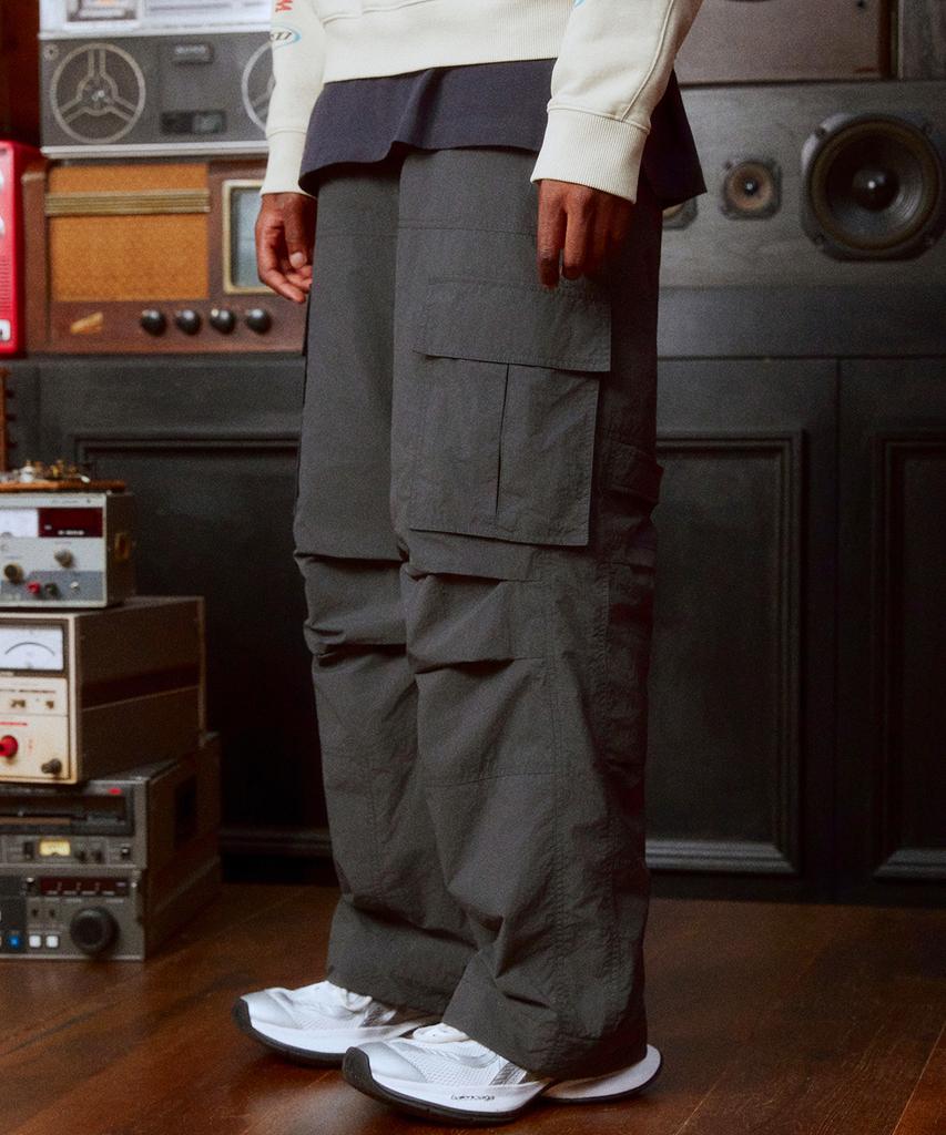 DTHIRTYONE Padded Nylon Parachute Cargo Pants (Charcoal)