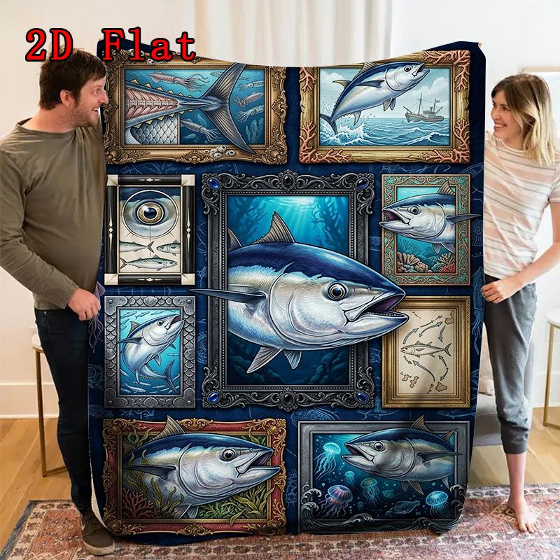 Tuna Art Collection 2D Flat Pattern Flannel Blanket, High quality All Seasons, Home Decor, Warmth and Comfort, Perfect for Christmas Gifts.