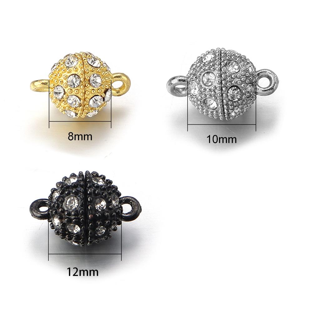 5 Stück 8 10 12mm Runde Kristall Magnetische Verschlüsse DIY Halskette Armband Schnalle Hakenverschlüsse Endverschlüsse Verbinder für Schmuckherstellung