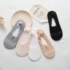 5 Pairs of WOMEN'S Spring/summer Sweat Absorbing Deep Necked Silicone Anti Slip Thin Cherry Blossom Lace Boat Socks