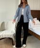 2025 Autumn/Winter Women's Long-Sleeved Striped Cardigan Shirt Jacket