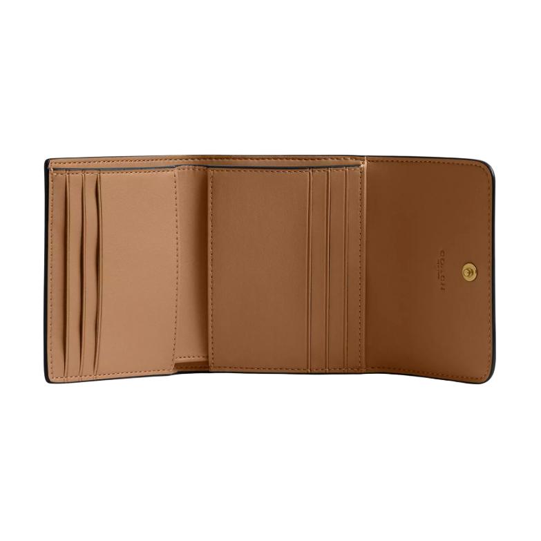 New COACH Leather Wallet Small Women's Black & White & Brown CAO14-B4M2
