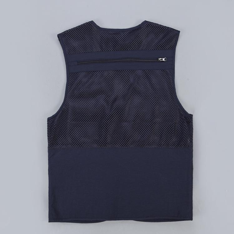 Men's Lightweight Cotton Multi-Pocket Mesh Vest - Sleeveless, Plus Size, Ideal for Summer, Fishing, and Outdoor Activities.
