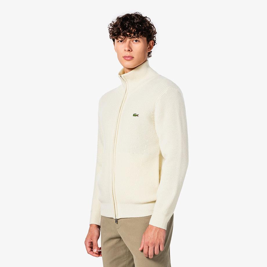 Lacoste Men's Ribbed Knit Full-Zip Cardigan AH155E-55N70V