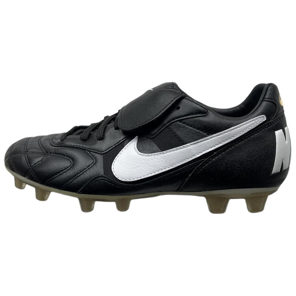 Nike Tiempo Premier FG Black Metallic Gold Unisex Sneakers White 385396-017