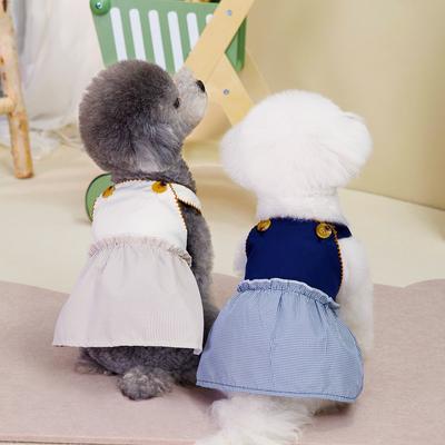 Pet Clothes Spring and Summer Thin Korean Student Splicing Suspenders Small Teddy Dog Pet Cat Casual Skirt