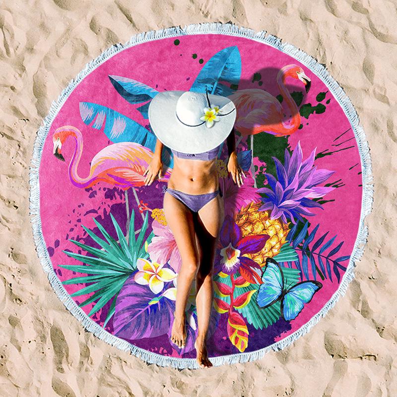 Serviette de Plage Ronde en Fibre Ultra-Fine pour Adultes - Personnalisable, Serviette de Sport et de Bain Absorbante