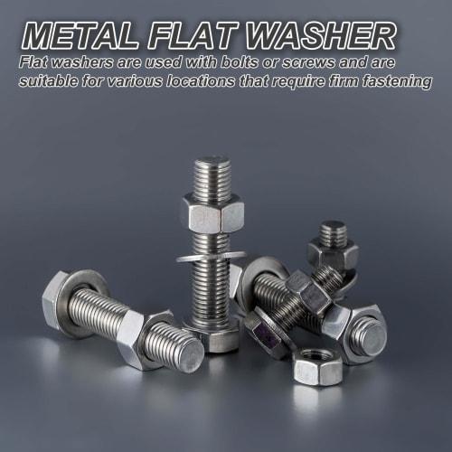 PATIKIL M5 X 10mm X 1mm Stainless Steel Flat Washers, 100 Pieces, Round Metal Washers, Small Spacers for Screws, Bolts, and Nuts, Assortment