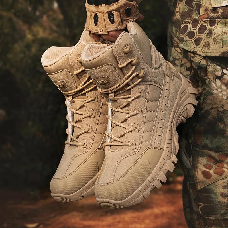 New Men's Tactical Hiking Boots, Shock-absorbing Non-slip Desert Boot, Winter Outdoor Camping Trekking Shoes