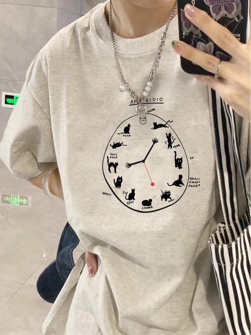 

Women s Oversized Retro American Short-Sleeve Pure Cotton T-Shirt - Summer 2025 Collection 3XL білий/сірий колір