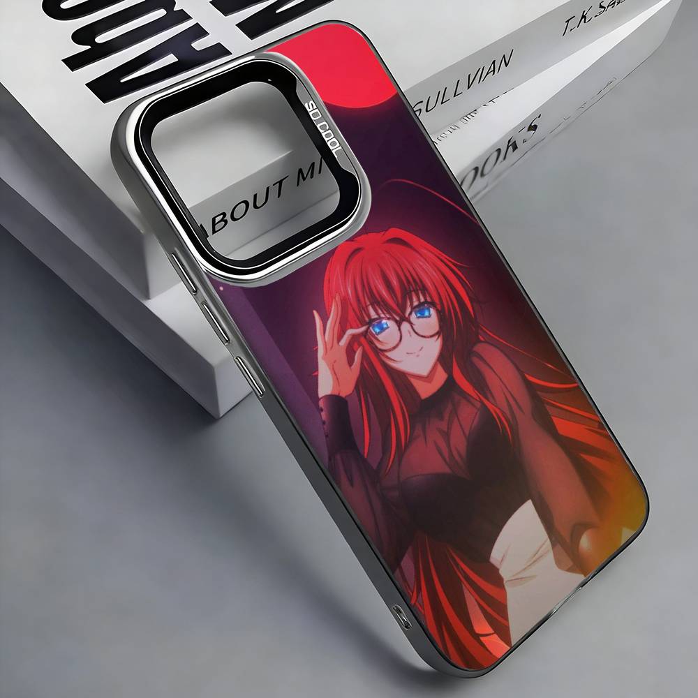 High School DxD Rias Gremory Phone Case For iPhone 17, 16,15,14,13,12,11 Plus,Pro Max, Colorful Silver Funda Cover