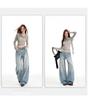 Women's Retro Washed Low Waist Wide Leg Jeans - Autumn Winter Collection