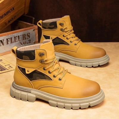 Winter Men's Fleece-Lined Non-Slip Martin Ankle Boots - High-Top British Style Work Shoes