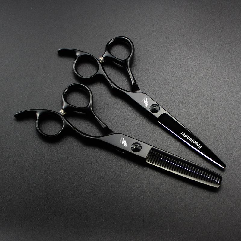 6.0 Inch Gm-12 Black Pipe Handle, Hair Scissors, Flat Scissors, Tooth Scissors, Thin Scissors