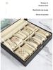 Rectangular Minimalist PU Leather 6-Slot Watch & Bracelet Storage Box with Window