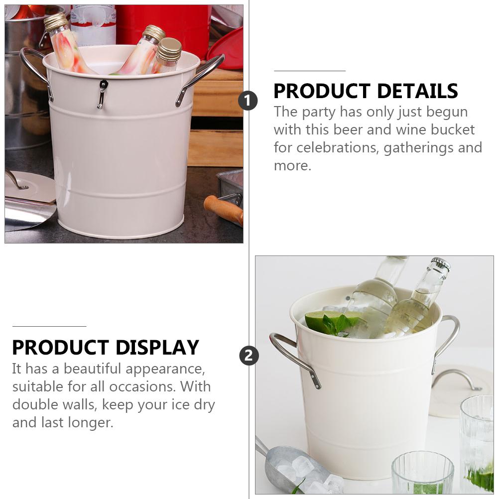 4.5L Thicken Galvanized Ice Bucket for Wine Beer Party with Ice Shovel and Long Lasting Powder Coating Cooler Bucket