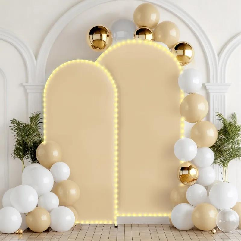 Spandex Wedding Arch Cover Pink with Lights U Top Backdrop Stand for Photographic Background Birthday Party Decoration
