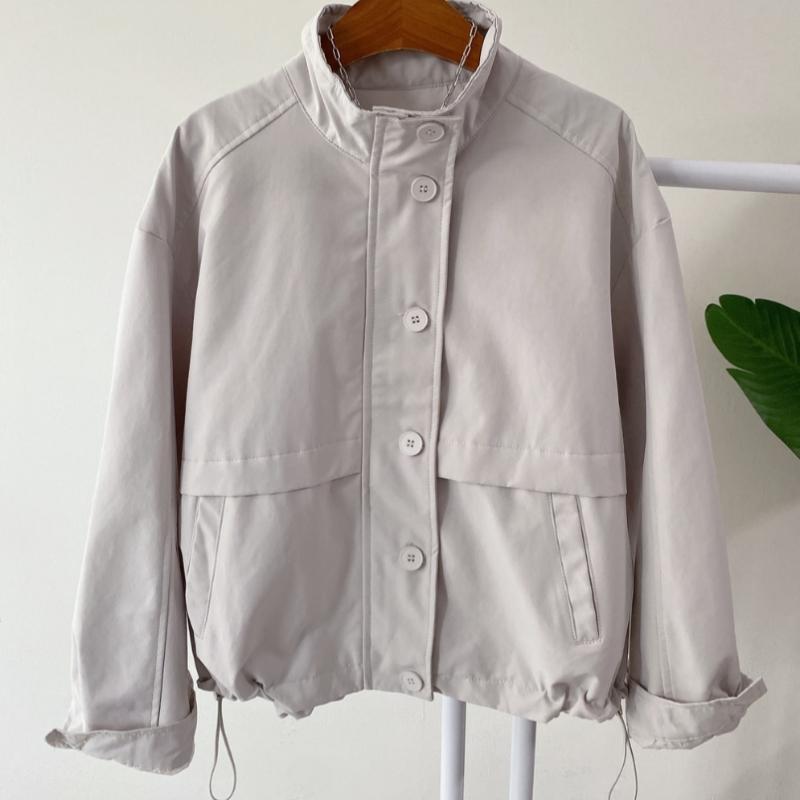 Honey J Women Nacht High Neck Button String Trench Jacket  4colors 