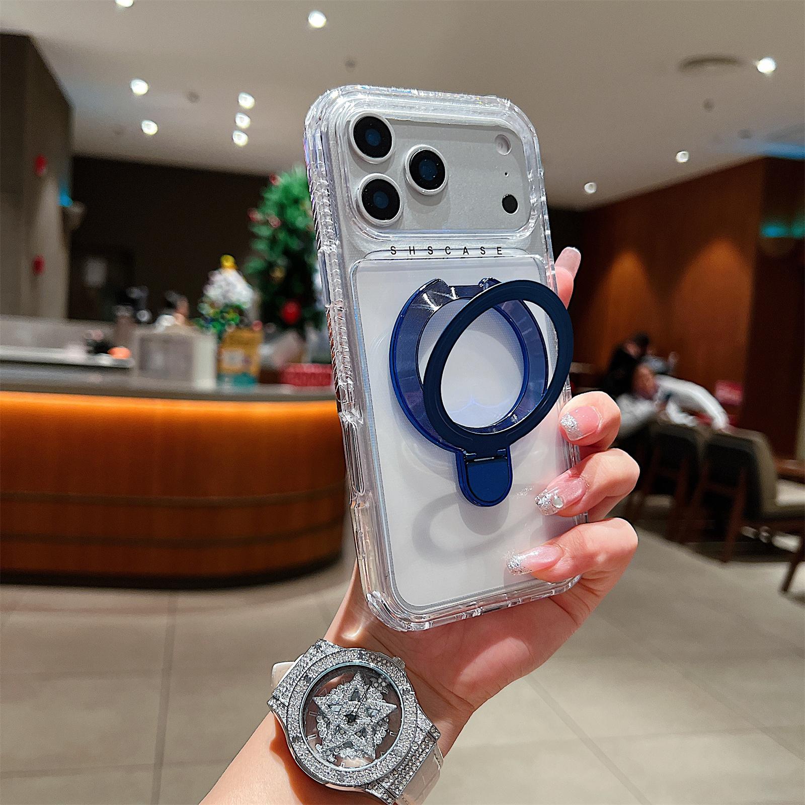 For iPhone 17 Pro Max Case Compatible with MagSafe Kickstand Shockproof PC + TPU Clear Phone Cover