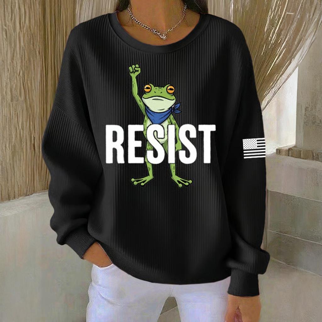 Women's Loose Comfortable Casual And Fashionable Round Neck Pattern Long Sleeved Sweatshirt