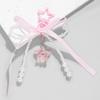 Charming White Pearl Beaded Lace Bow Keychain Bag Charm
