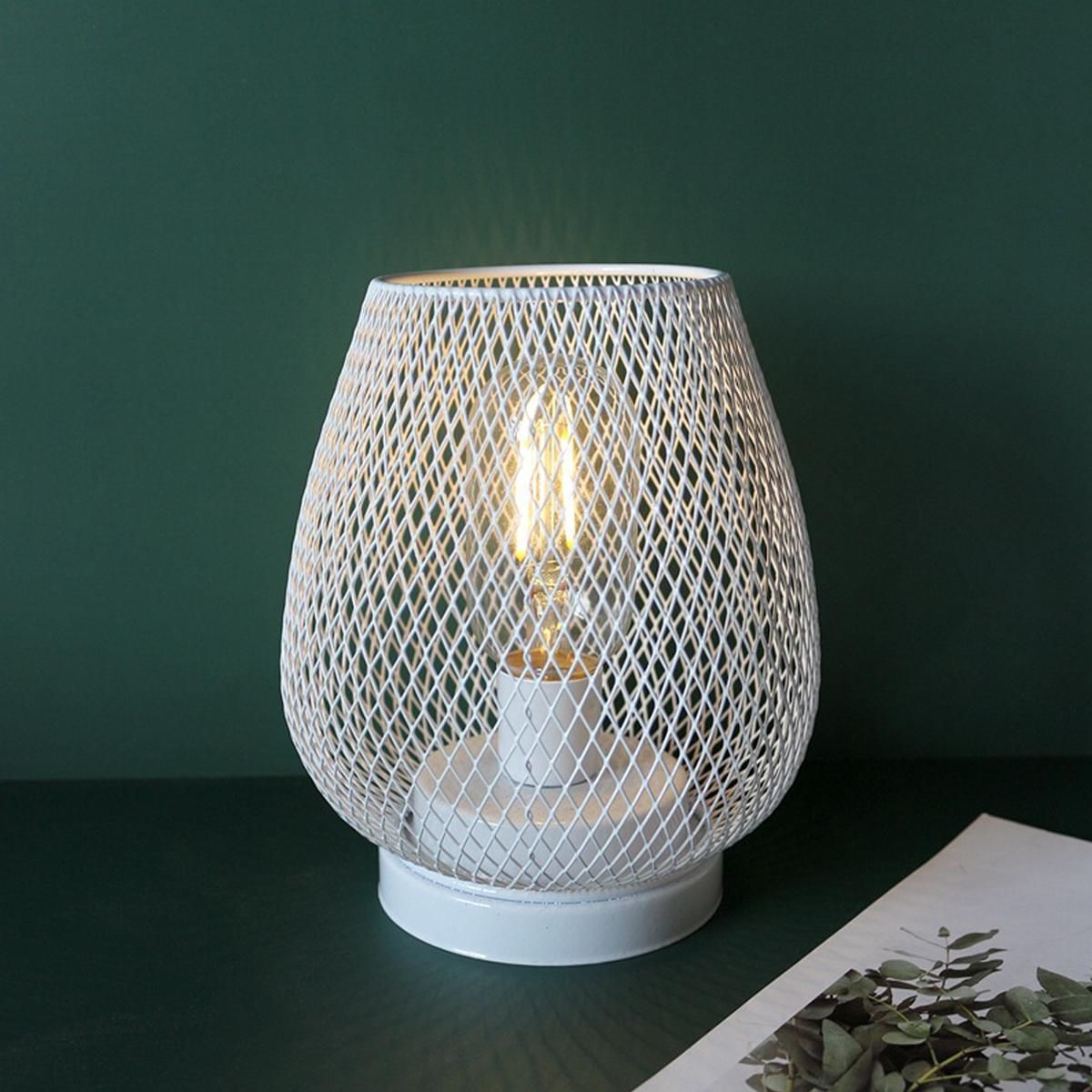 

Industrial Style Birdcage Decorative Table Lamp Iron Geometric Retro Lamp Crafts Black And White Silk Screen LED Night Light