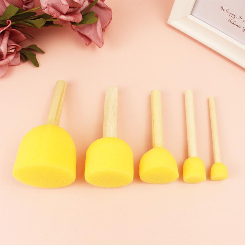 Wooden Handle Sponge Paintbrush Set for Kids - Finger Stamps & Multiple Specifications